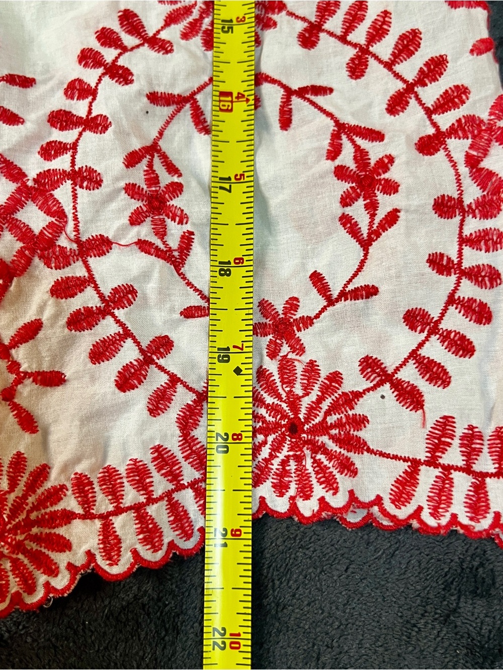 Charter Club Wms Red Cotton Eyelet Embroidered Scalloped Boho Peasant Top M - Picture 10 of 11